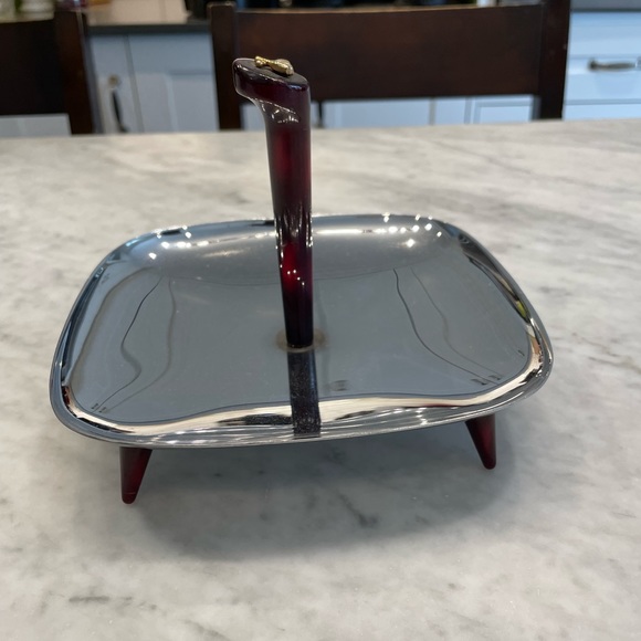 Mid-Century Modern Stainless Steel Serving Dish - Picture 5 of 6